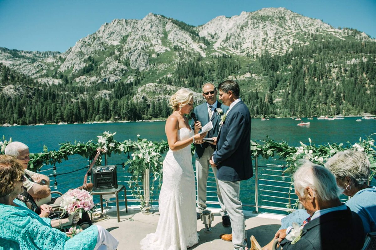 ceremony on boat in Lake Tahoe