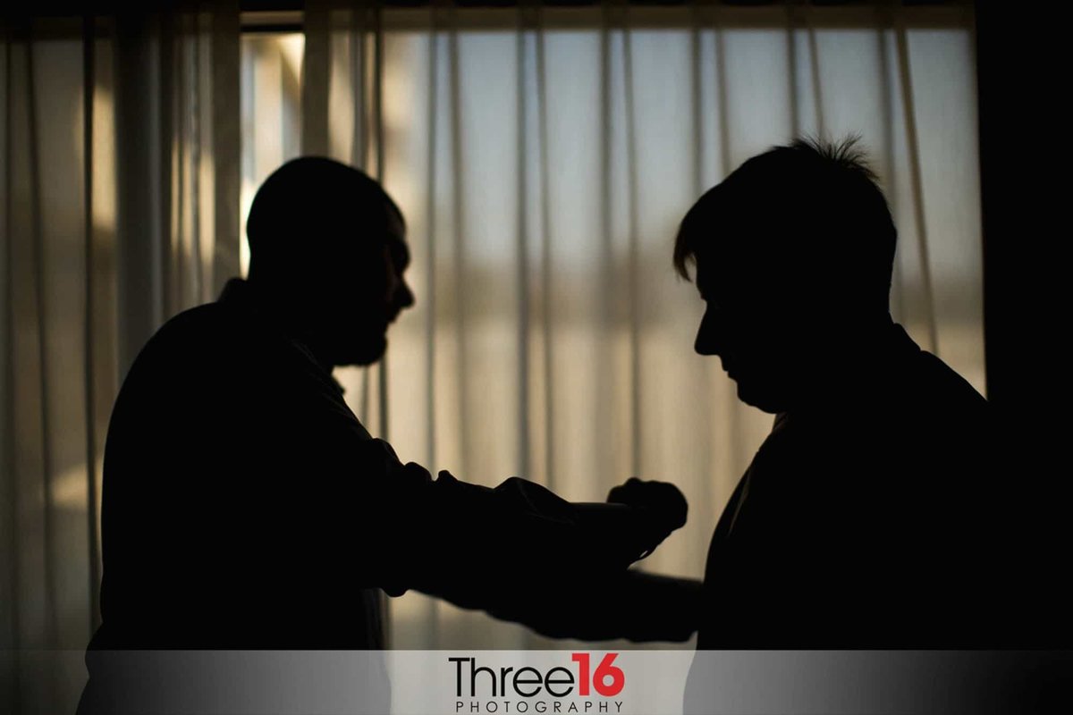 Silhouette of Groom and Best Man