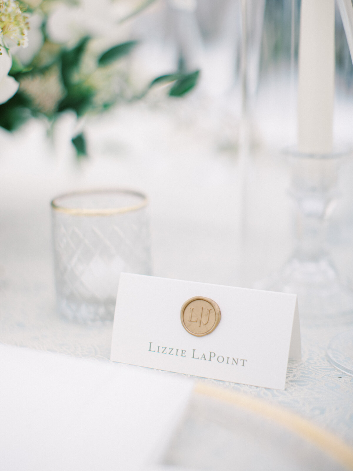 classic gold wax seal place cards
