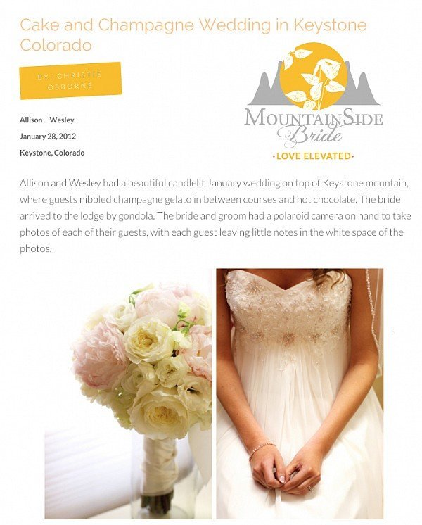 keystone mountain wedding photographer published