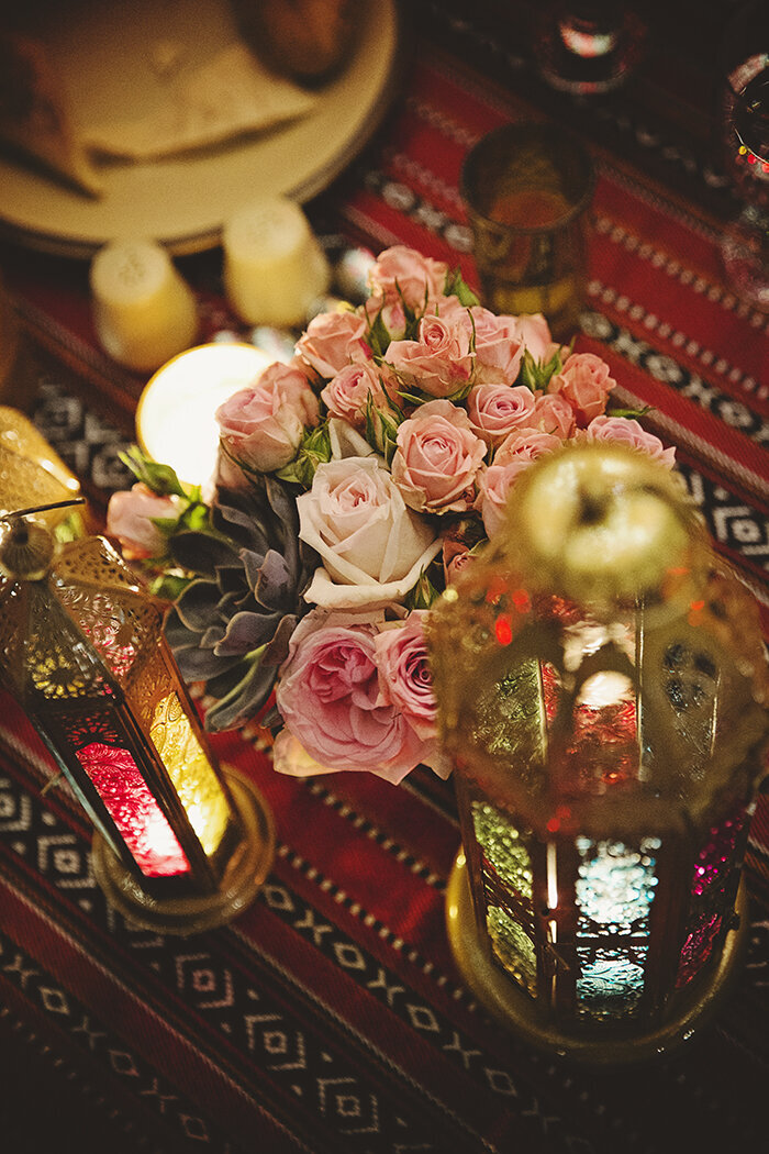 Luxury Destination Birthday Event Planner Dubai -flowers on desert table