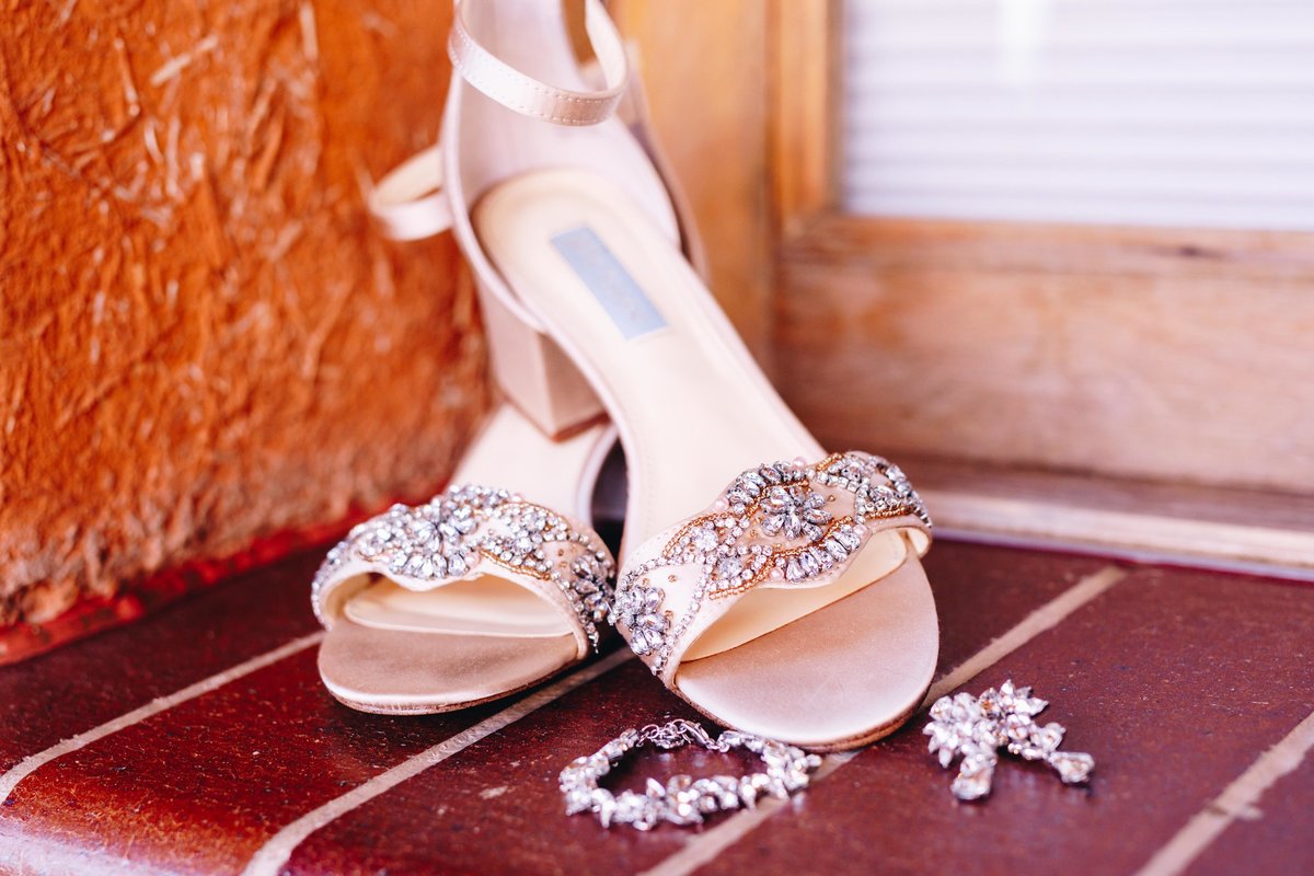 the brides wedding day shoes and jewelry