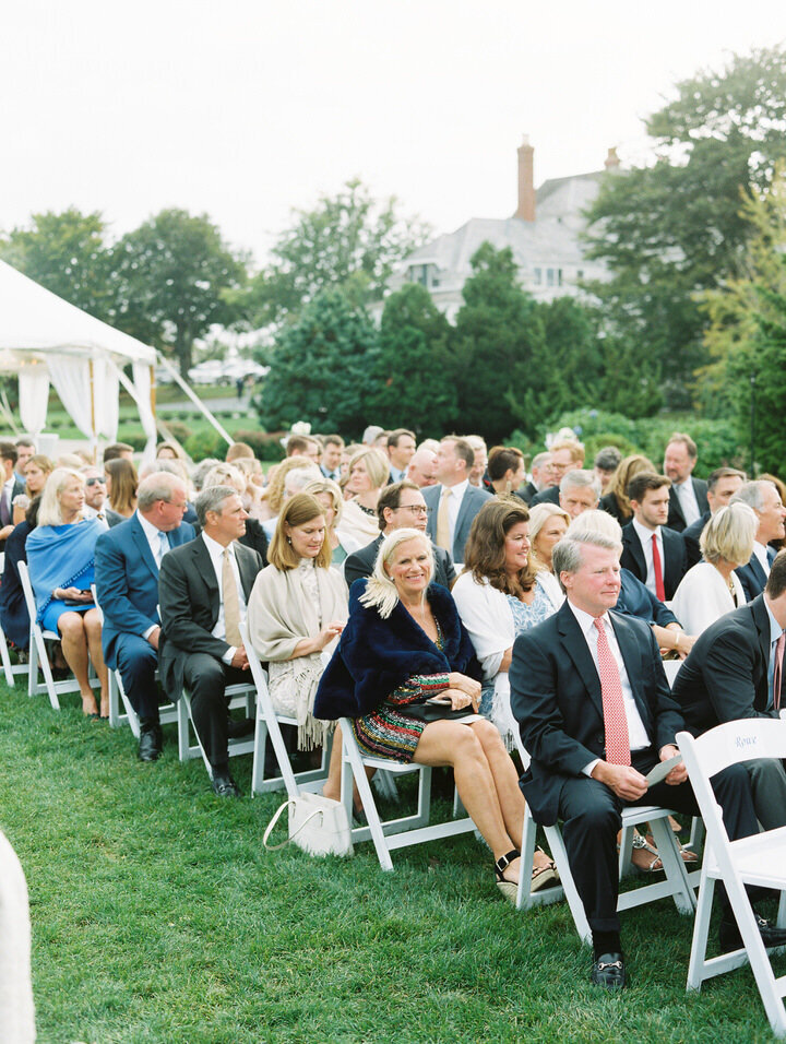 guests at wedding ceremony at castle hill inn, newport in rhode island