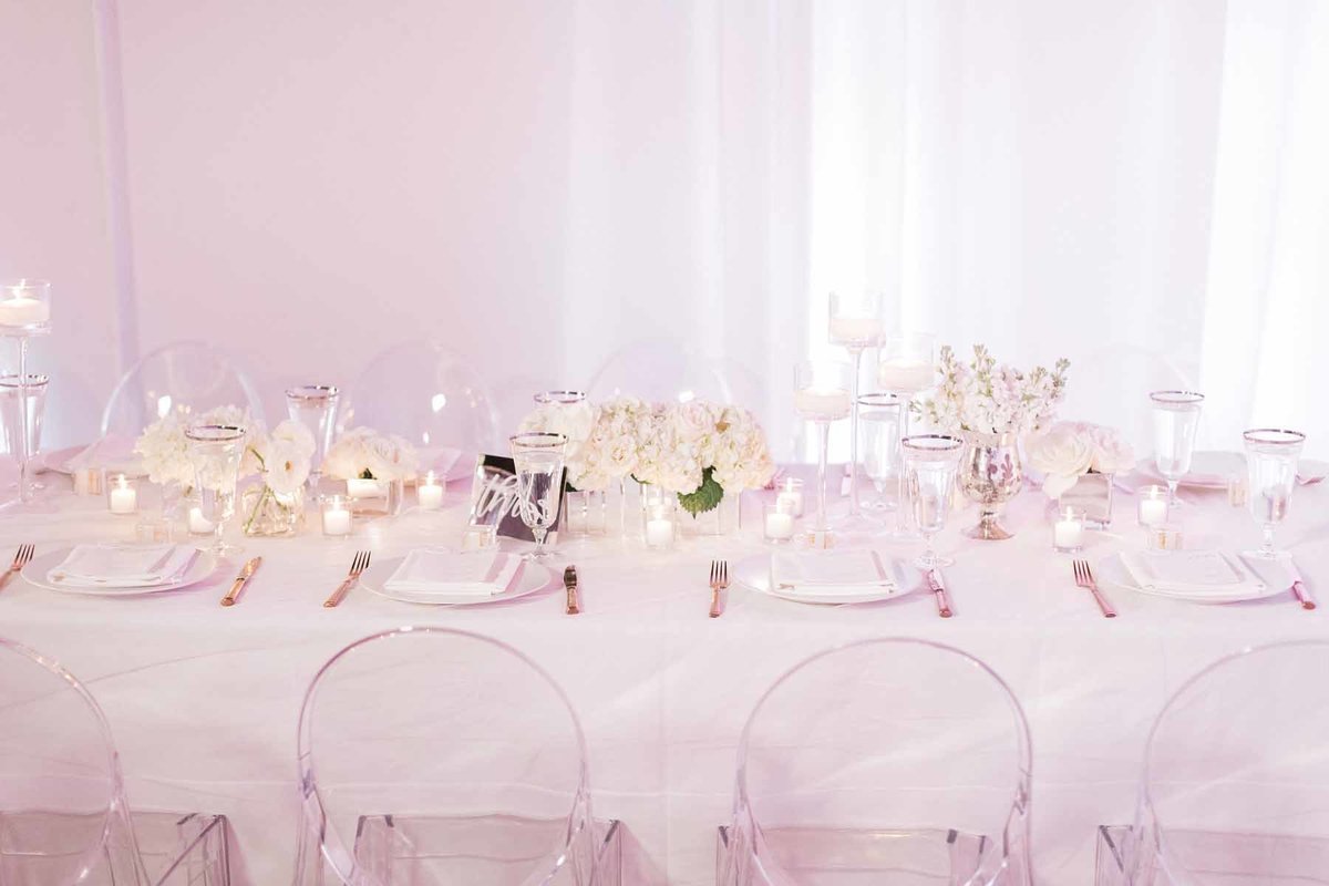 Such a simple white wedding reception that has so much WOW!
