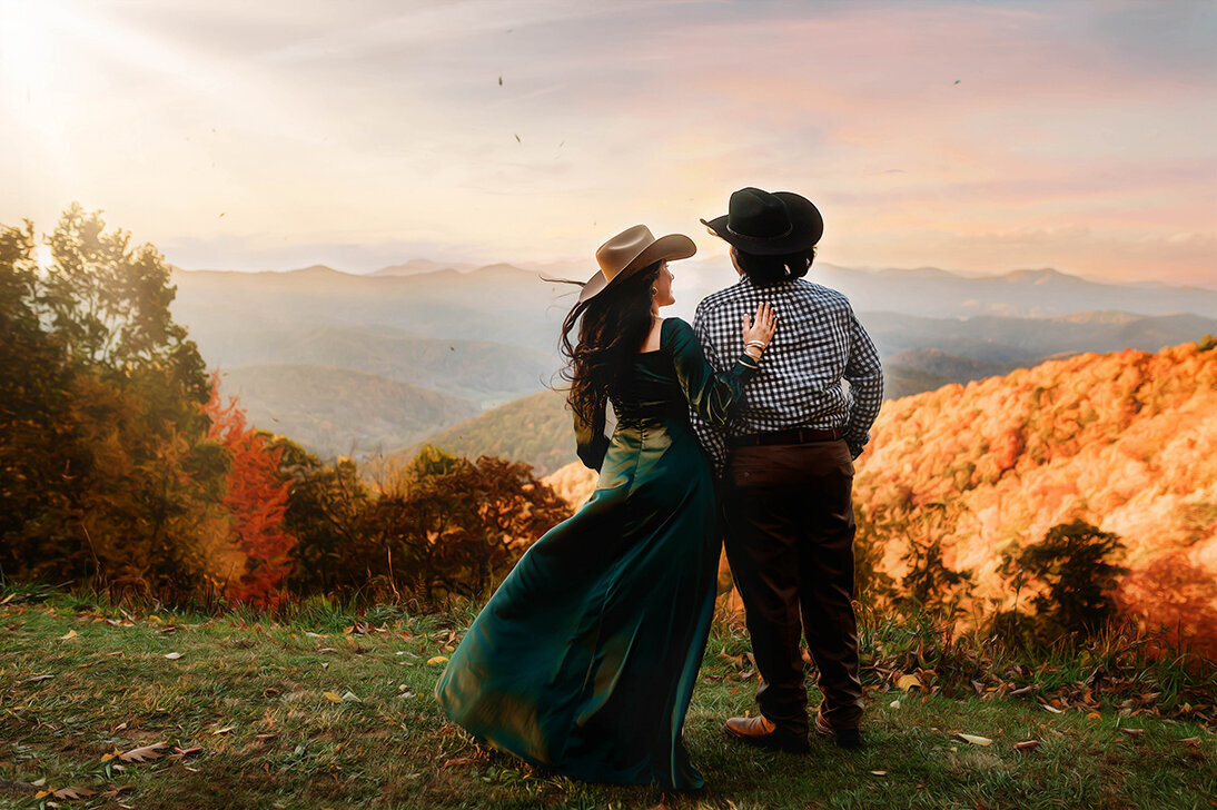 Family poses for Family Portraits at Black Balsam on the Blue Ridge Parkway in Asheville, NC.