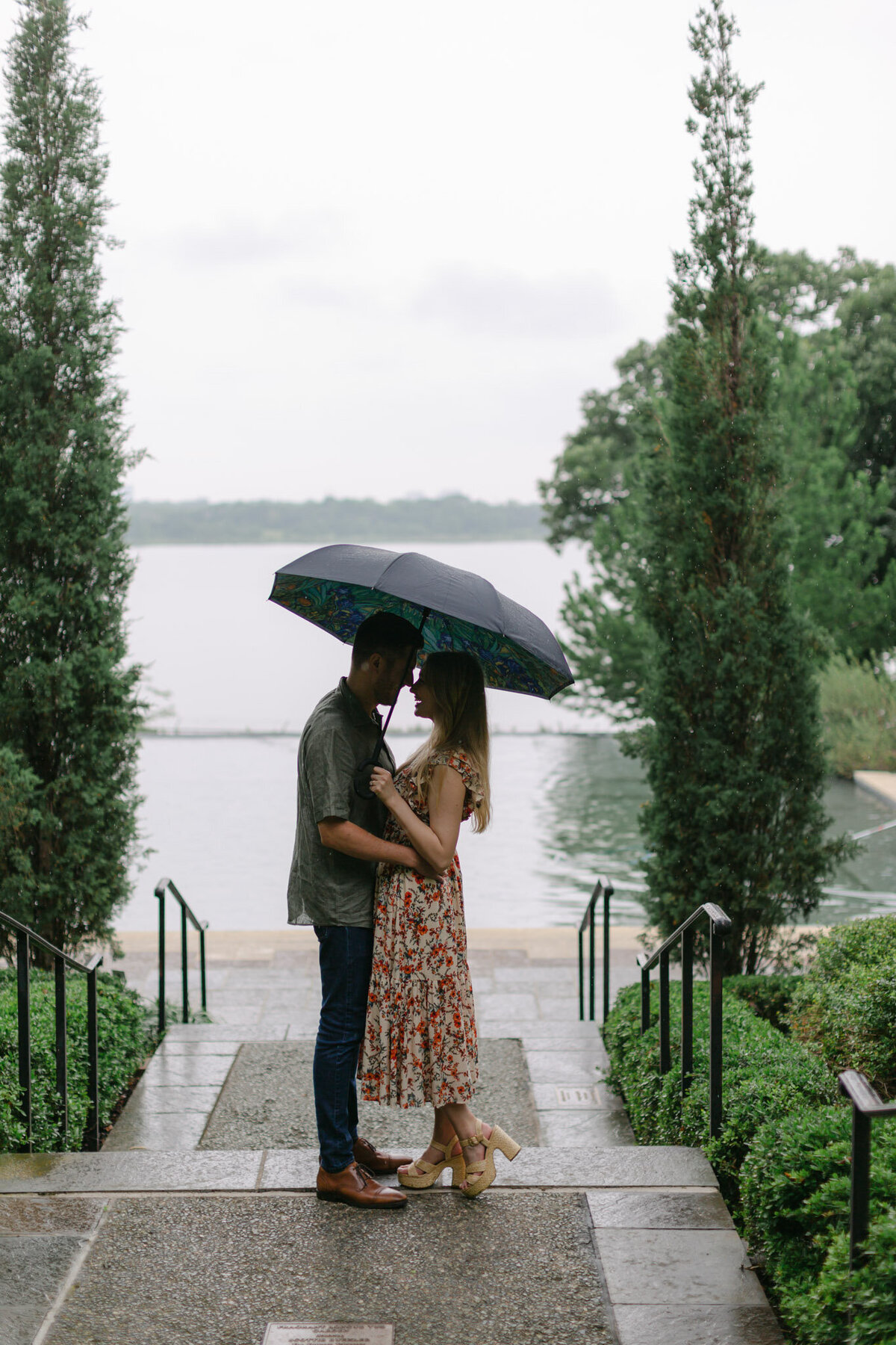 engagement photos in the rain