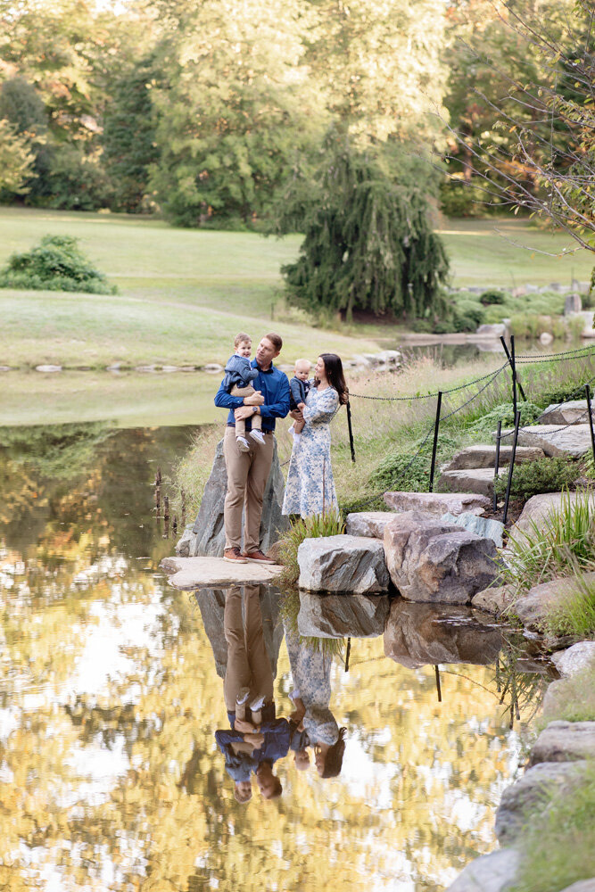 Family session located near the lake