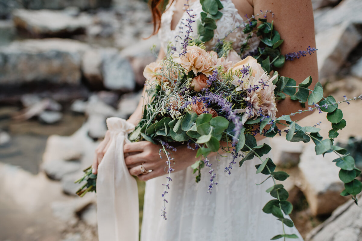 Jackson Hole Photographers capture bridal bouquet with wildflowers