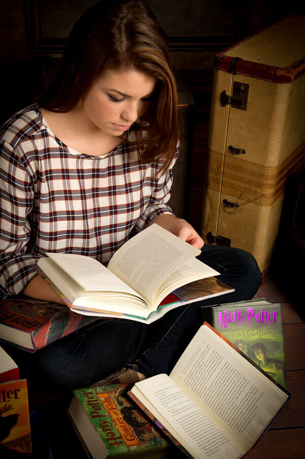 girl reading books