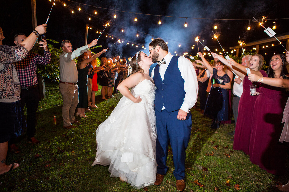Sparkler Exit kiss Charleston Wedding Photographer