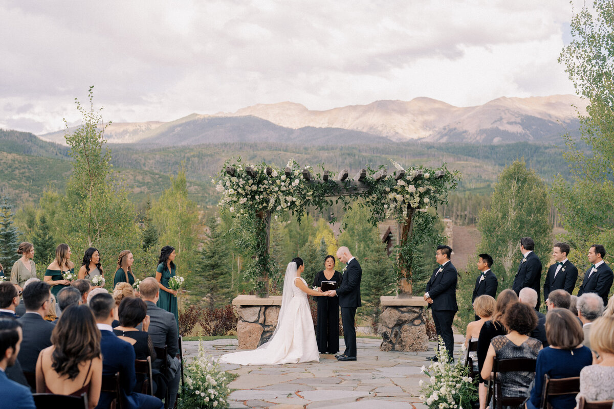 Ceremony view at Devils Thumb Ranch wedding