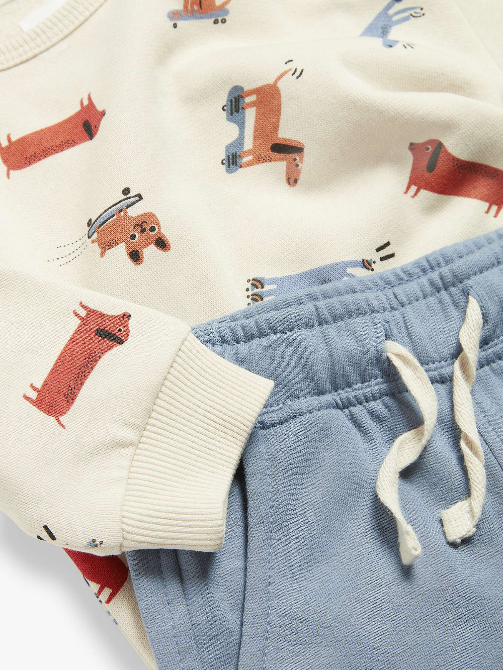 John Lewis & Partners Baby Dog Sweater & Jogger Set, Neutral_Blue