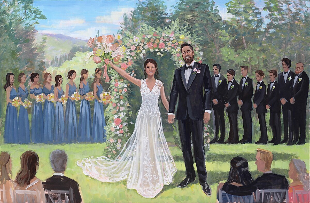 ceremony painting of bride and groom
