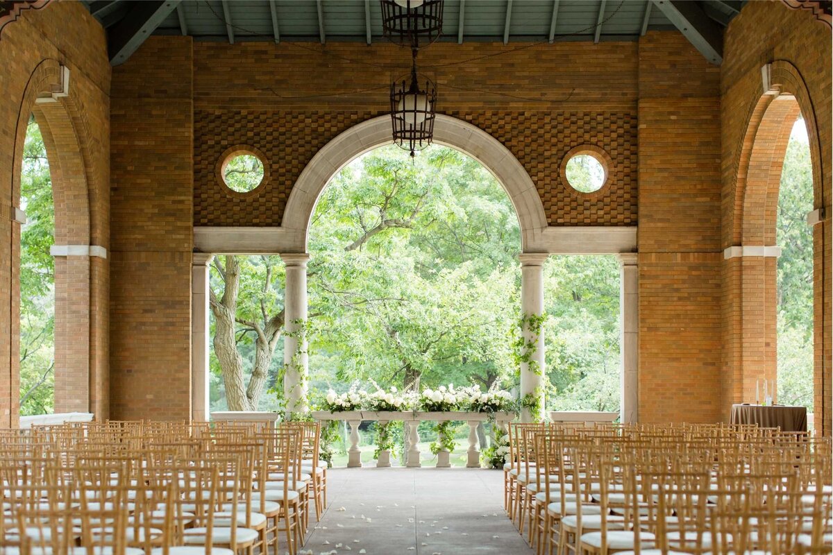 Wedding Ceremony at Columbus Park Refectory for a Luxury Chicago Outdoor Historic Wedding Venue.