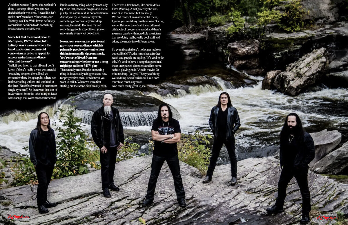 Magazine article Rolling Stone Magazine featuring  Dream  Theater group  photo by waterfall