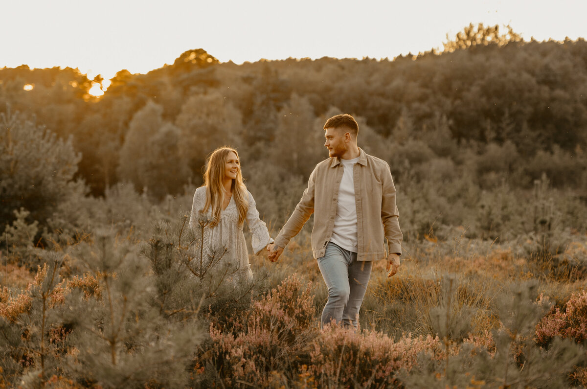 Woodland engagement shoot at golden hour-152