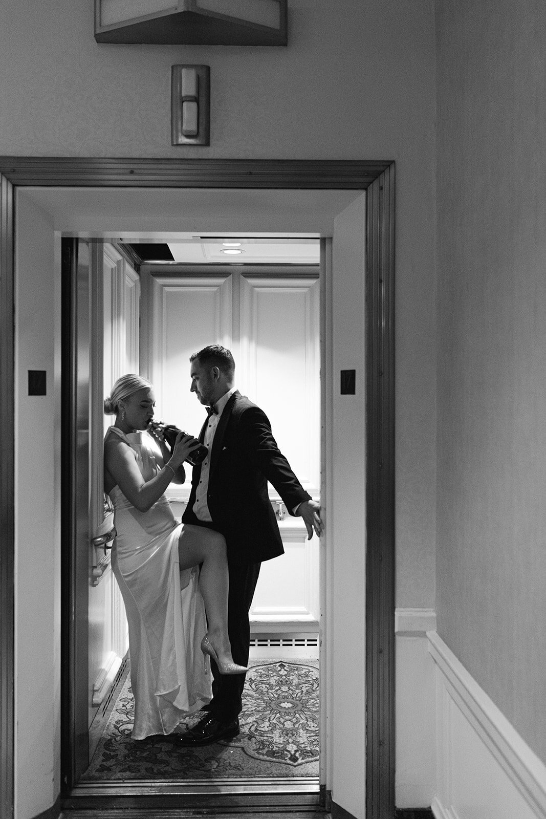 Bride and groom celebrating at the Omni William Penn Hotel wedding in Pittsburgh