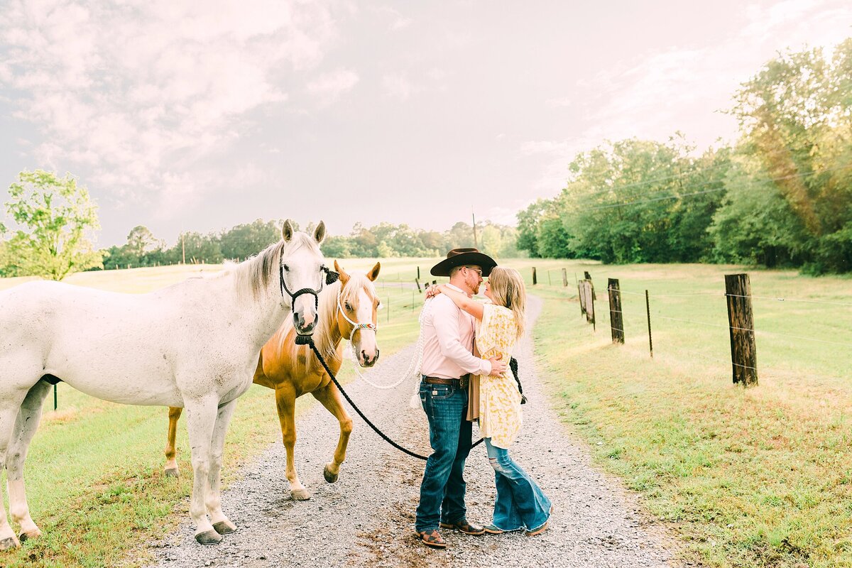 Engagement session with horses in Charlotte