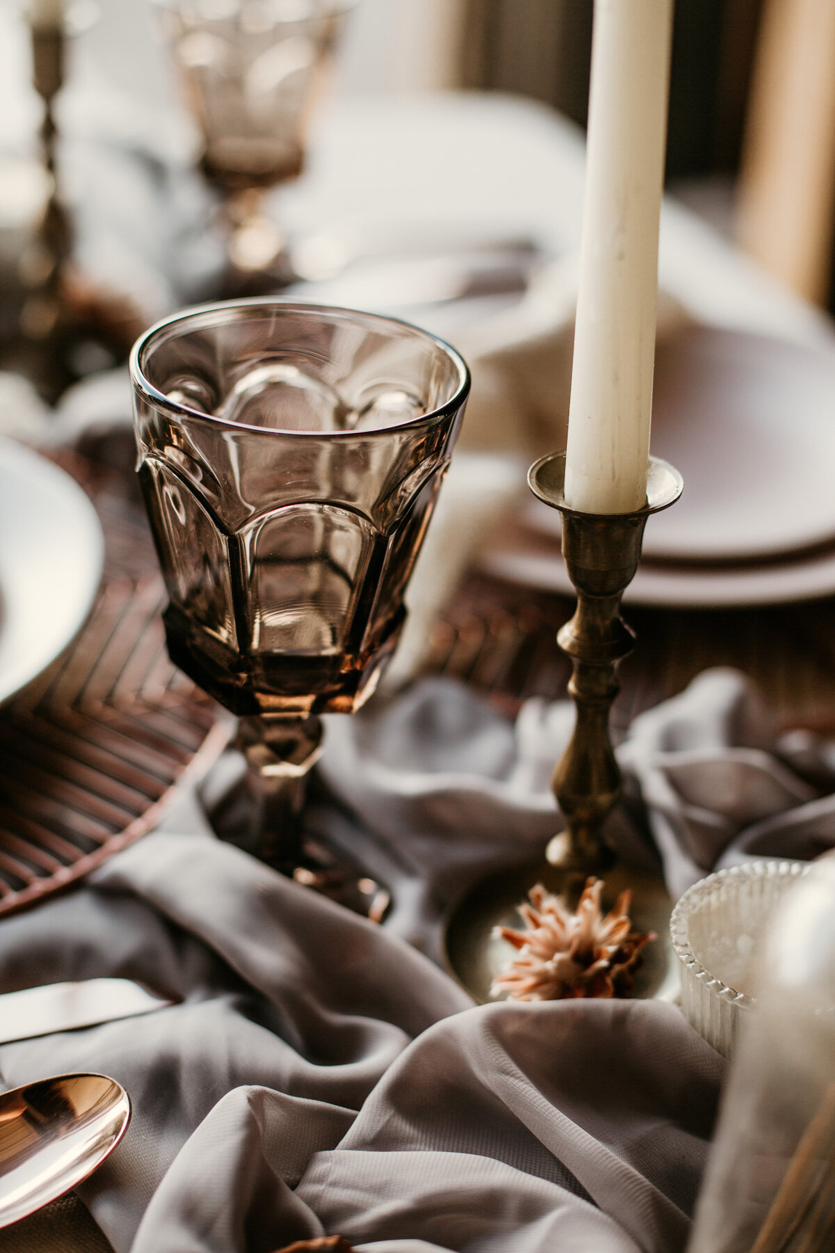 details of a wedding table set up