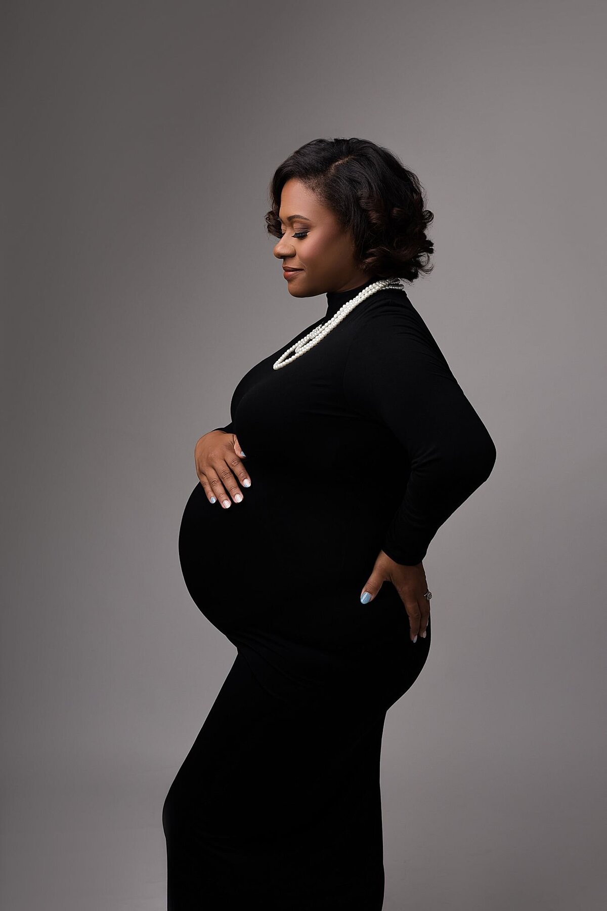 black dress maternity photo Orlando