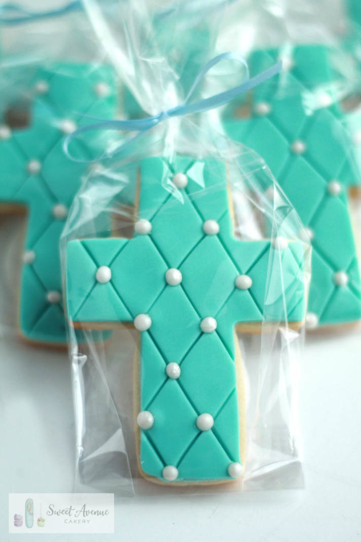 baby boy baptism, or communion cross cookie favours