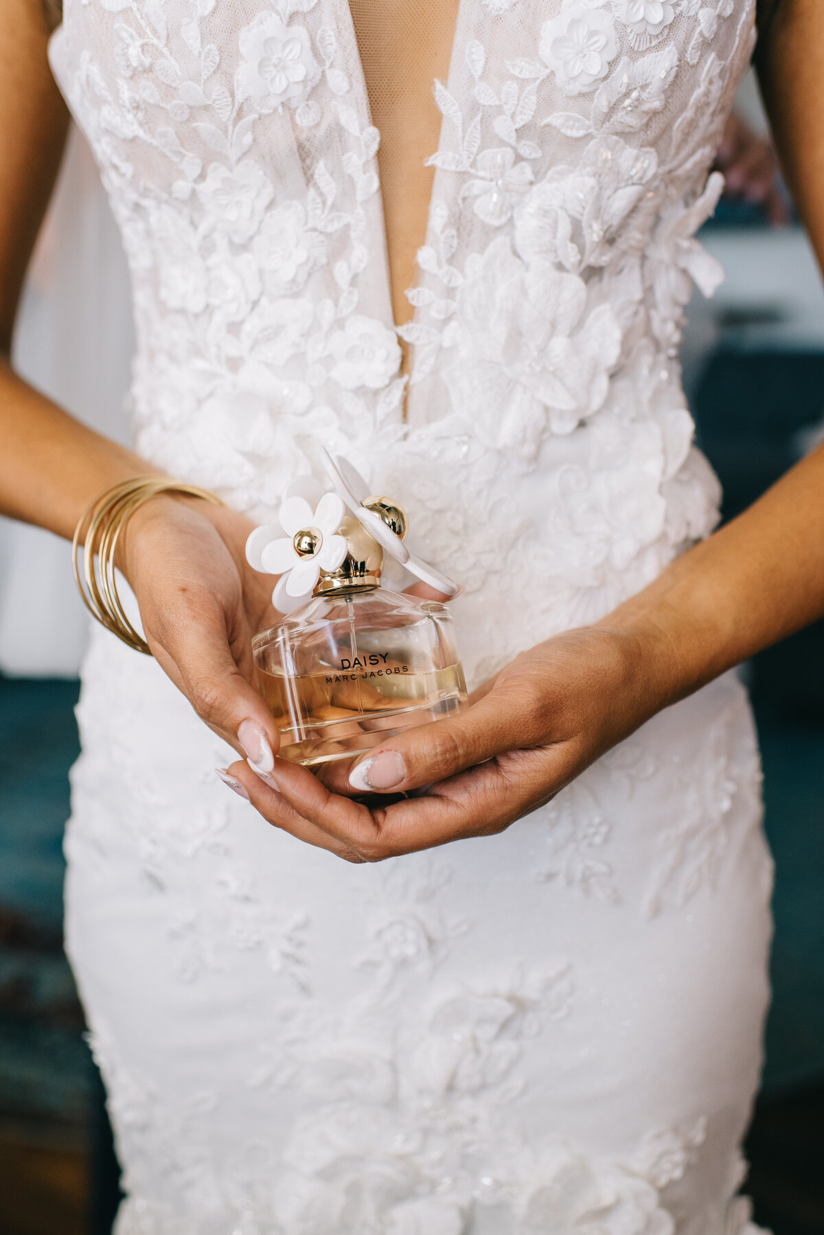 Enterprise Mills Wedding Photographer Bride holding perfume