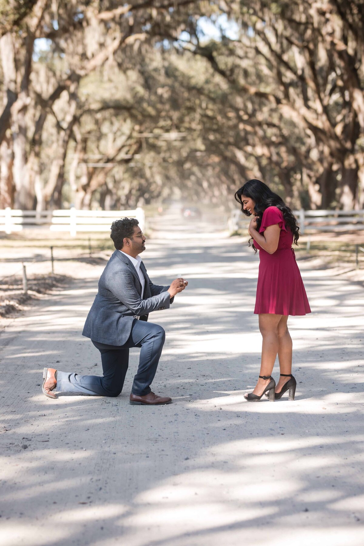 Surprise Proposal photos at Wormsloe Historic St by Phavy Photography, Savannah Wedding Photographer