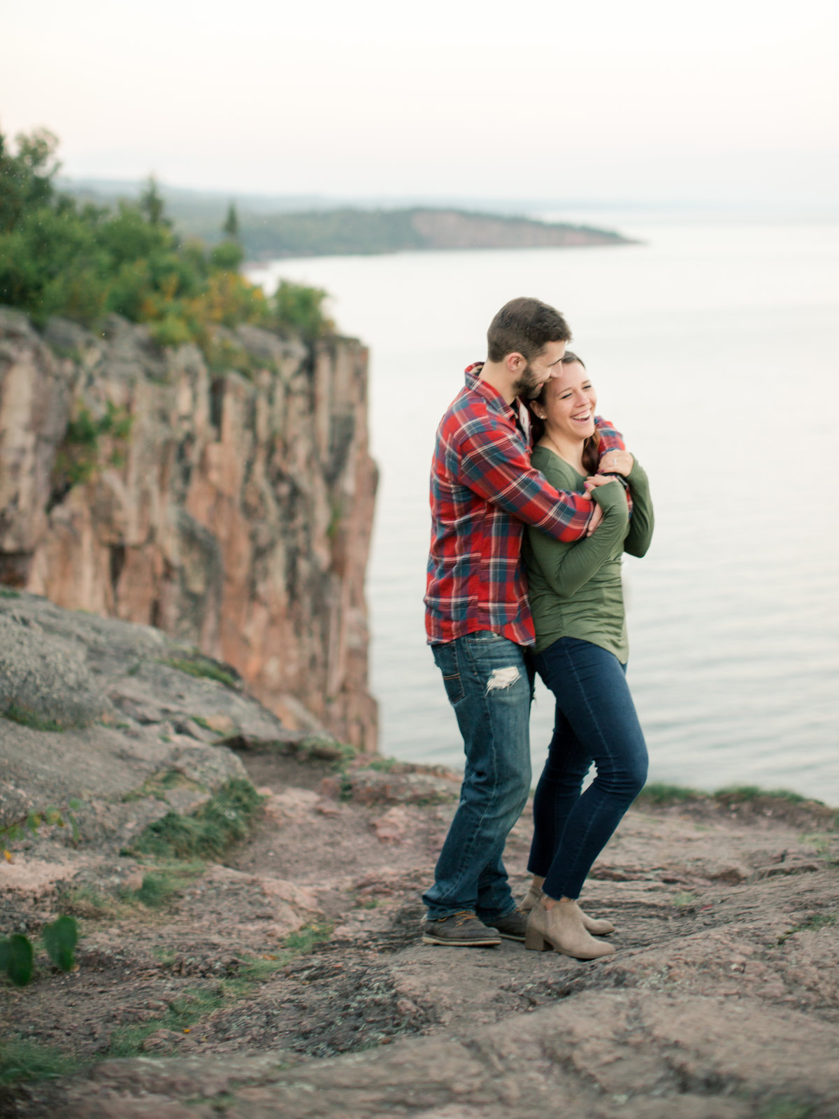 couple stands on top of palisade head minnesota