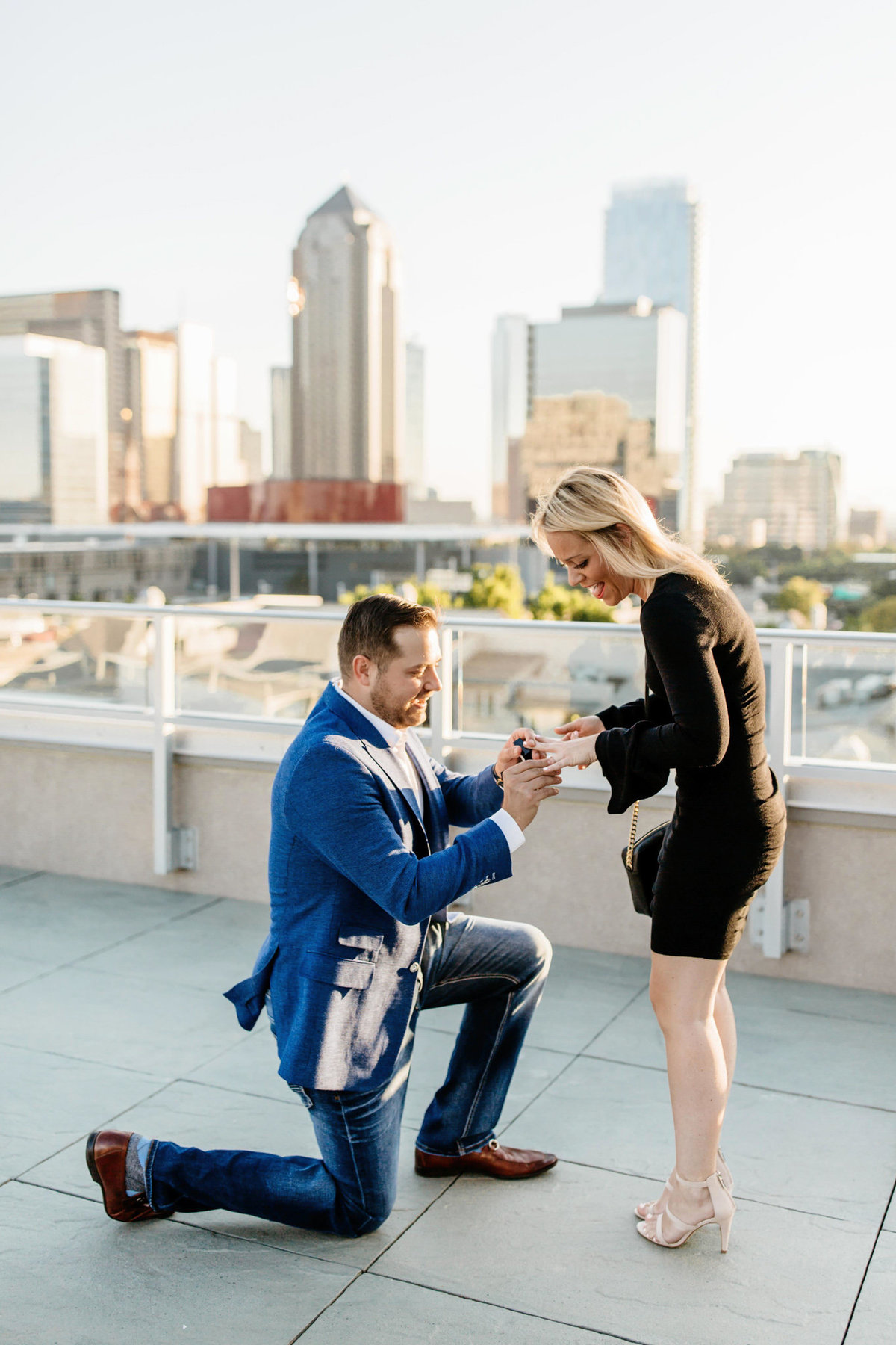 Eric & Megan - Downtown Dallas Rooftop Proposal & Engagement Session-36