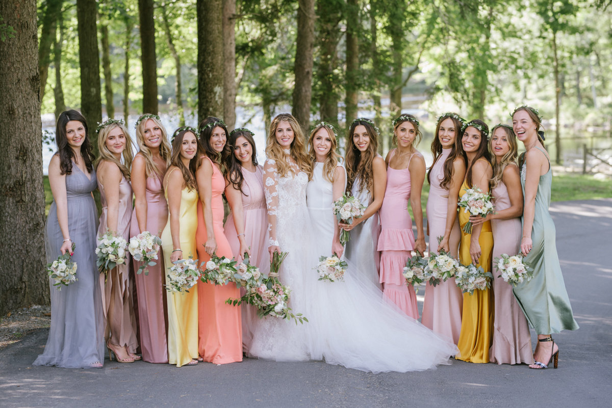 Multicolored boho bridesmaid dresses