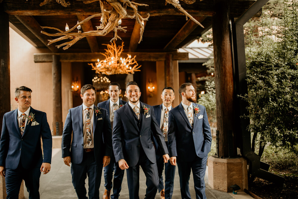 Groom with groomsmen at Taos New Mexico venue