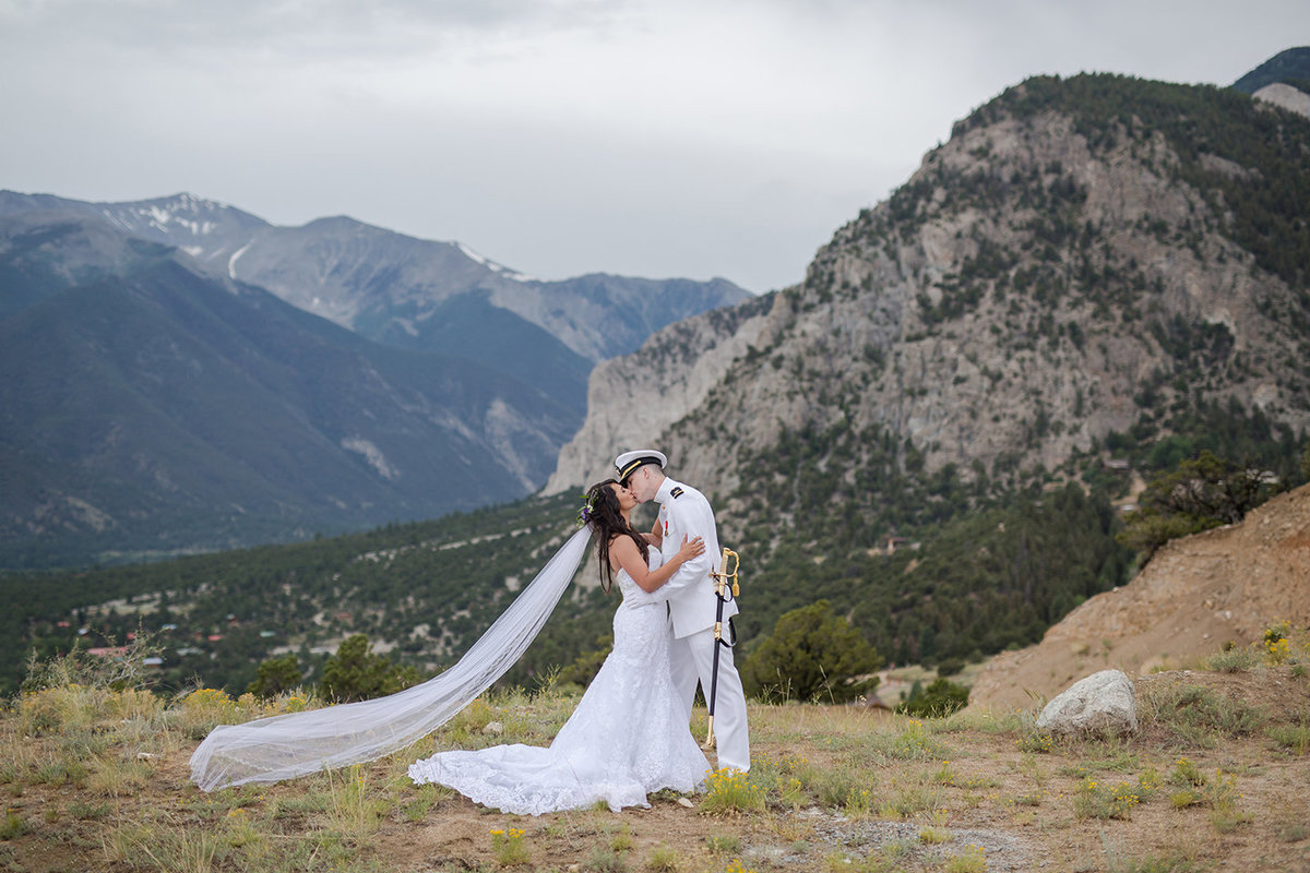 bride and military groom in Mount Princeton