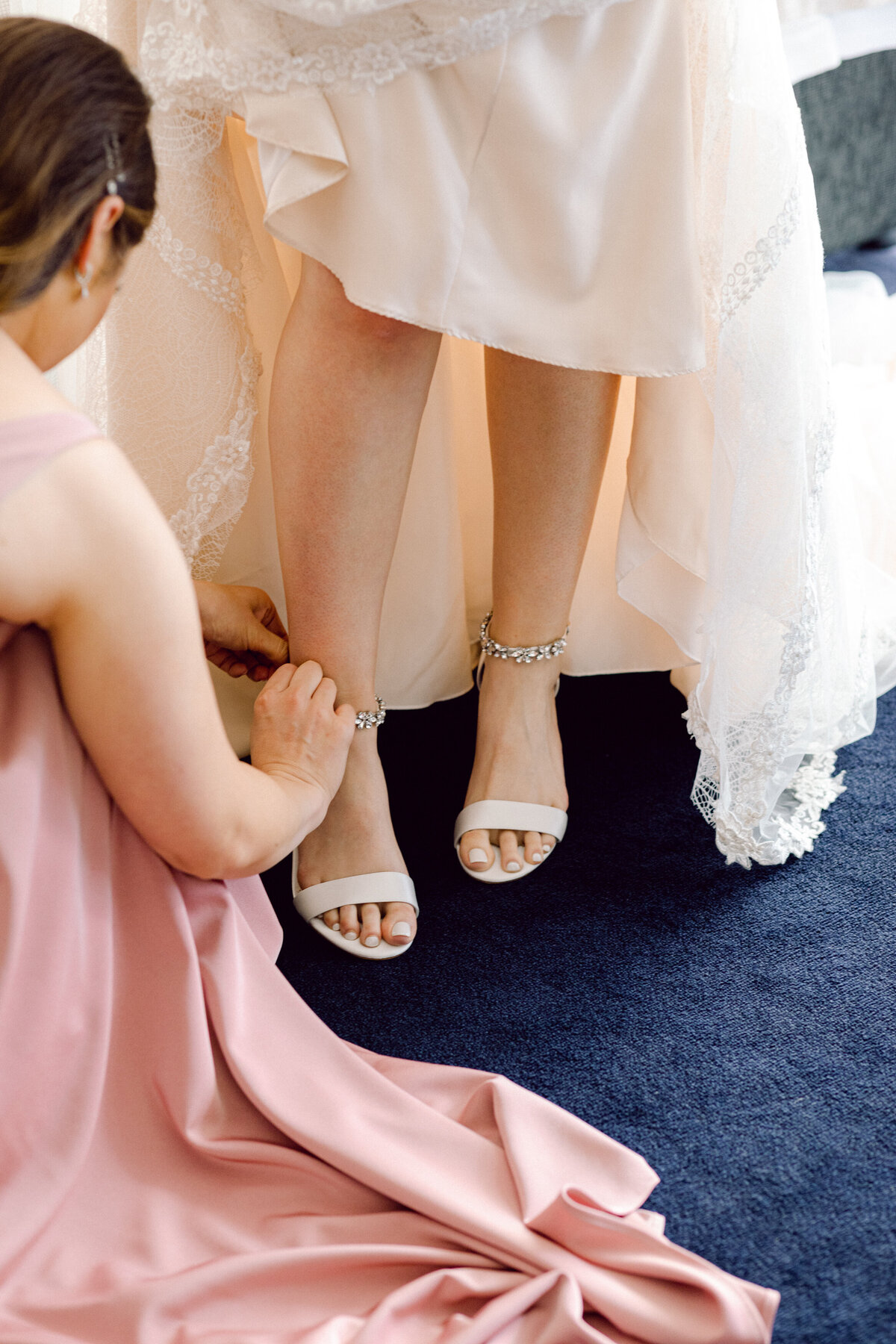 Bride getting ready | wedding shoes + wedding jewelry