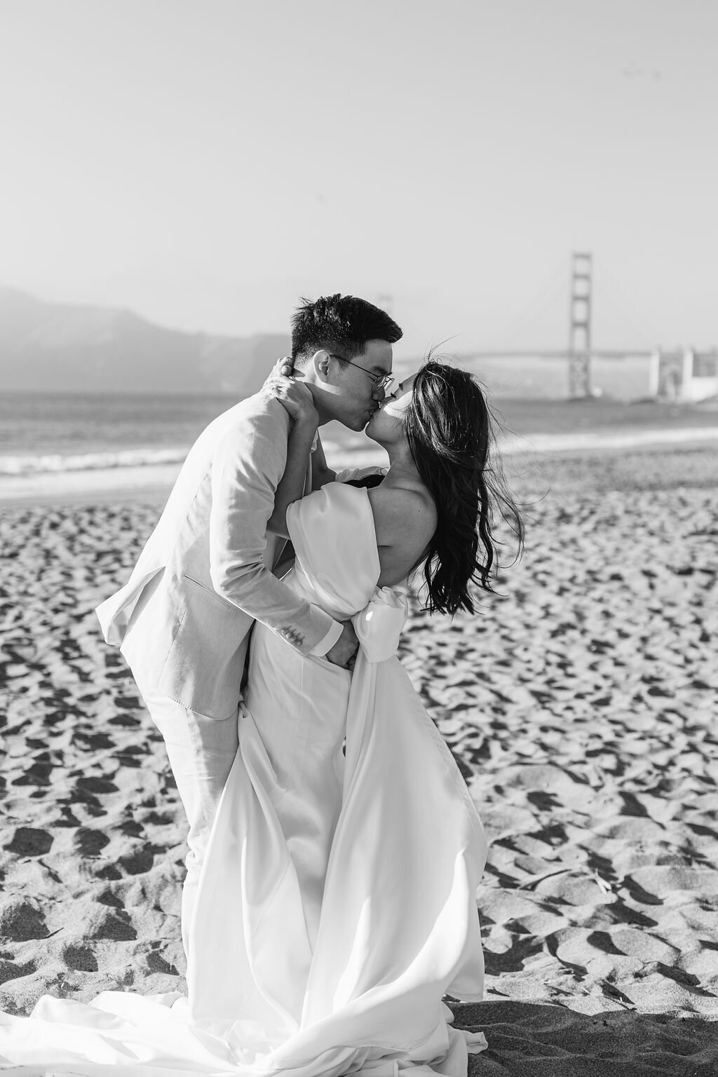 San Francisco elopement pre-wedding session Baker Beach