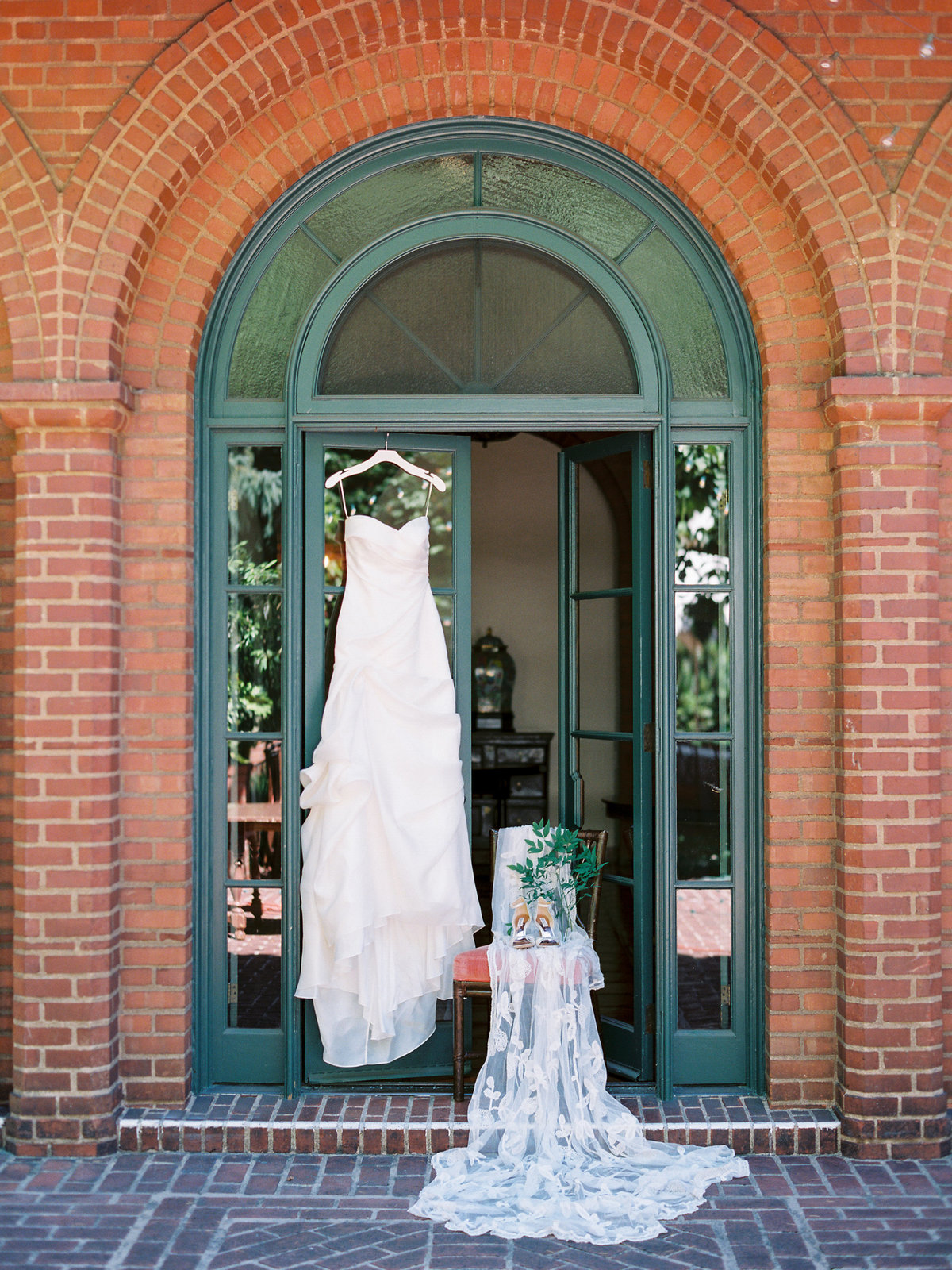 wedding dress hanging at the town club in portland, oregon