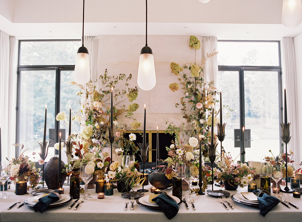 Modern Tablescape with Black Candles