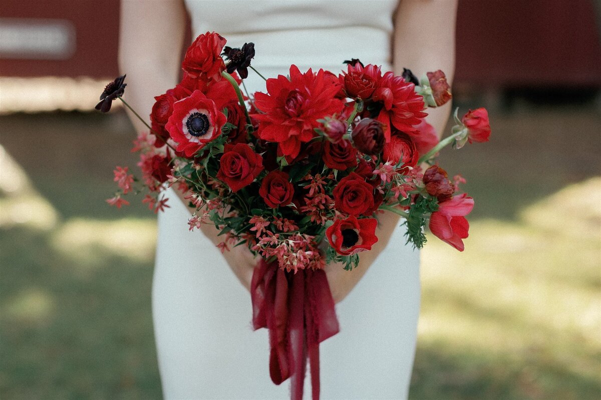 Carmel Wedding Fall Red Bridal Bouquet