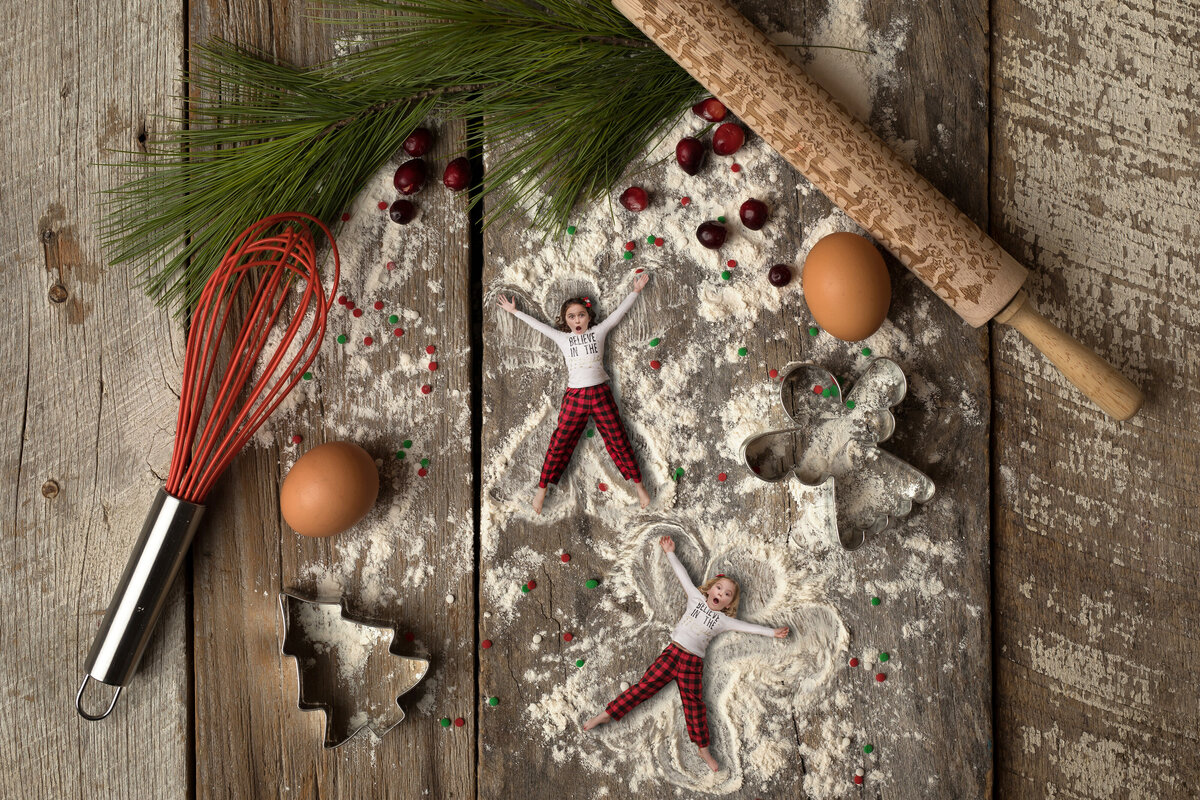 R & K Christmas Cookie Surprise Flour Angels Digital Background 11 by Summerana