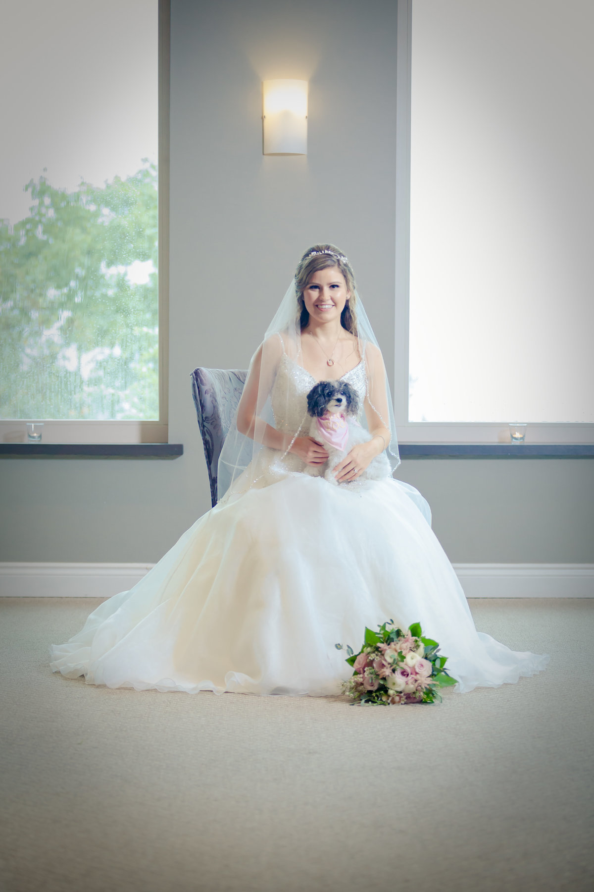 Bride with Dog Photo