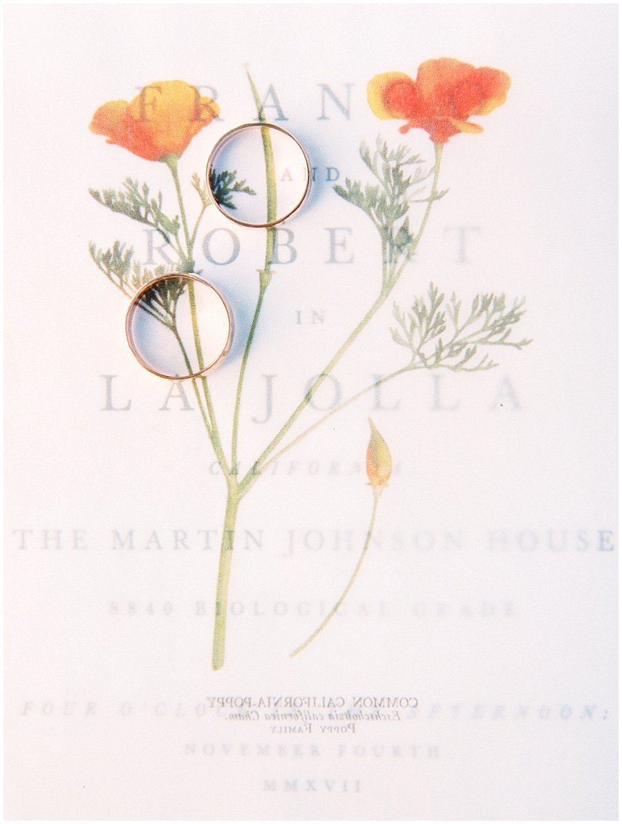 La Jolla California Wedding Letterpress Wedding Invitation Pressed Flower © Bonnie Sen Photography