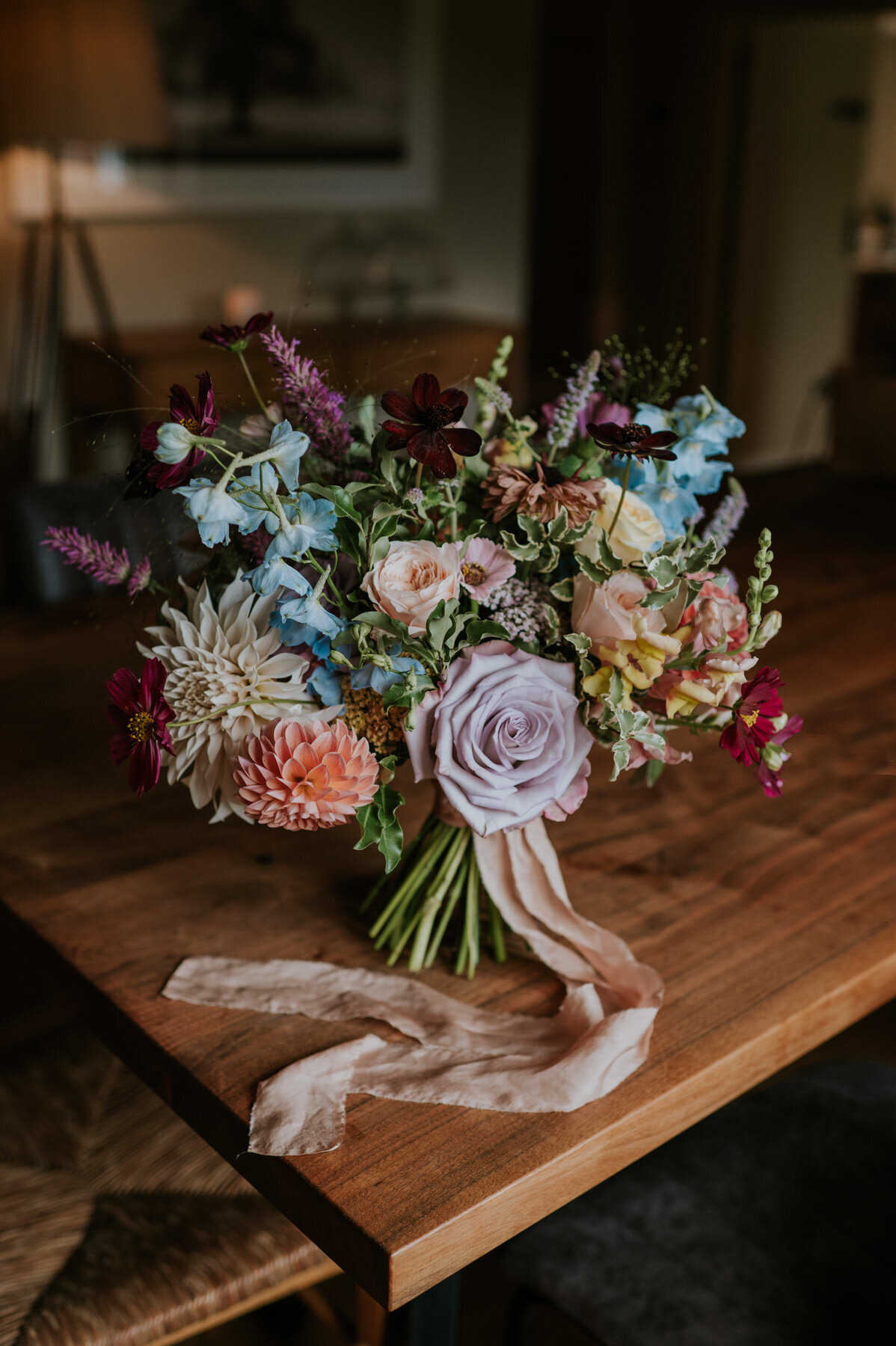 Bouquet on table in window light