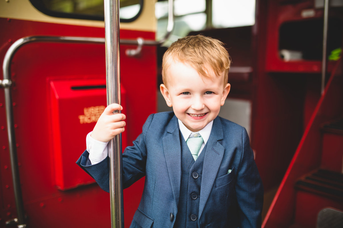 boy vintage wedding bus