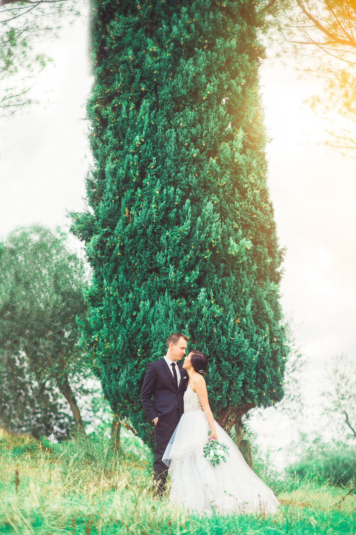 Bride & Groom By Tree Photography