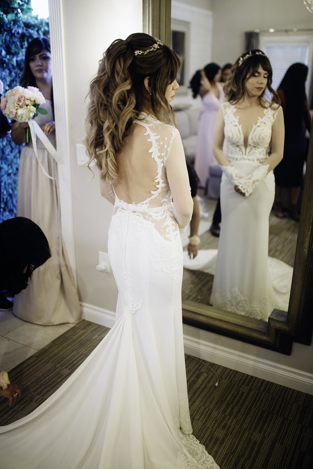 Wedding Photograph Of Woman In Front Of a Mirror Los Angeles
