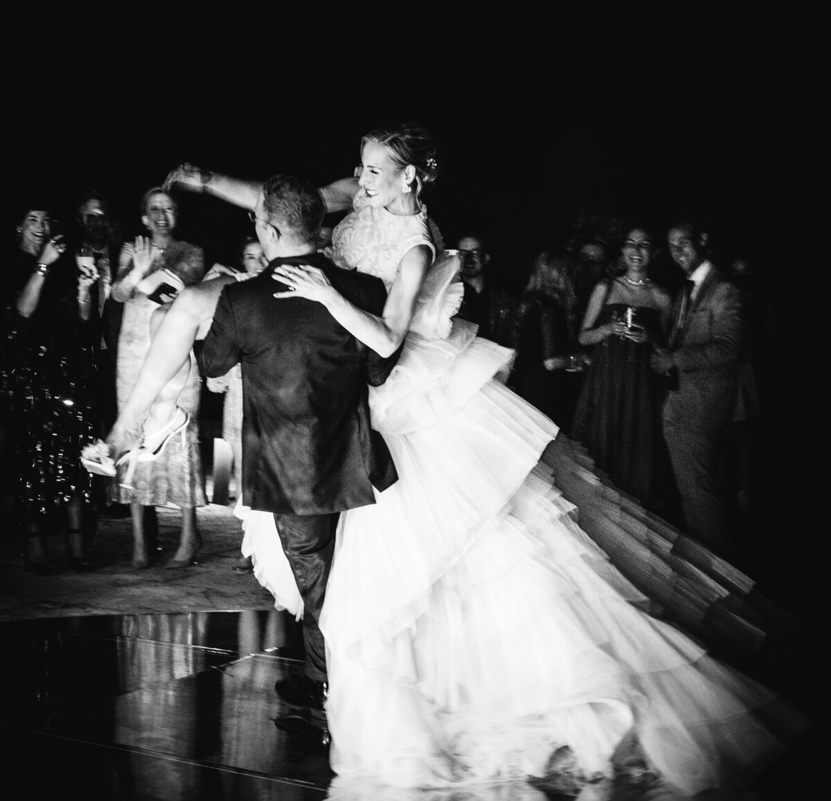 wedding couple dancing at reception party