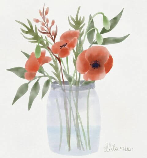 watercolor poppy ellila designs