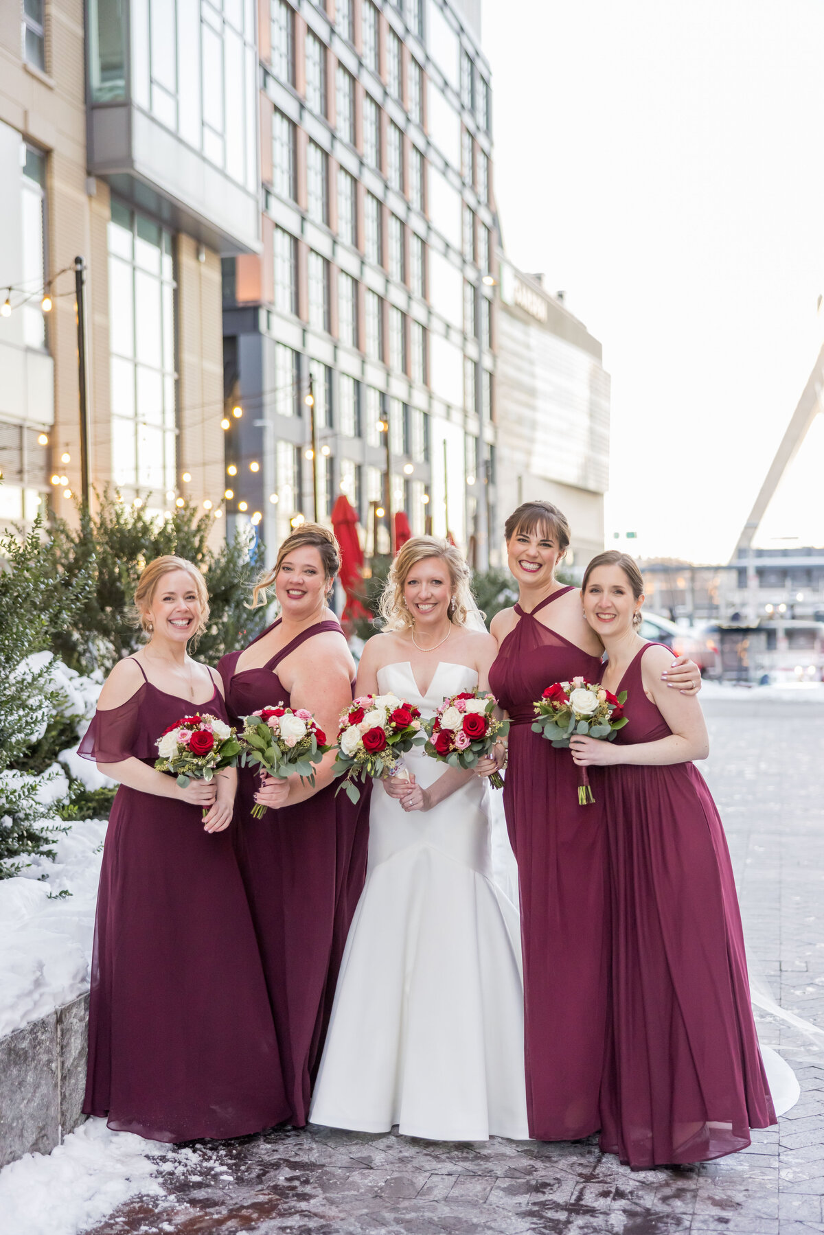 boston wedding photographer winter bridesmaids