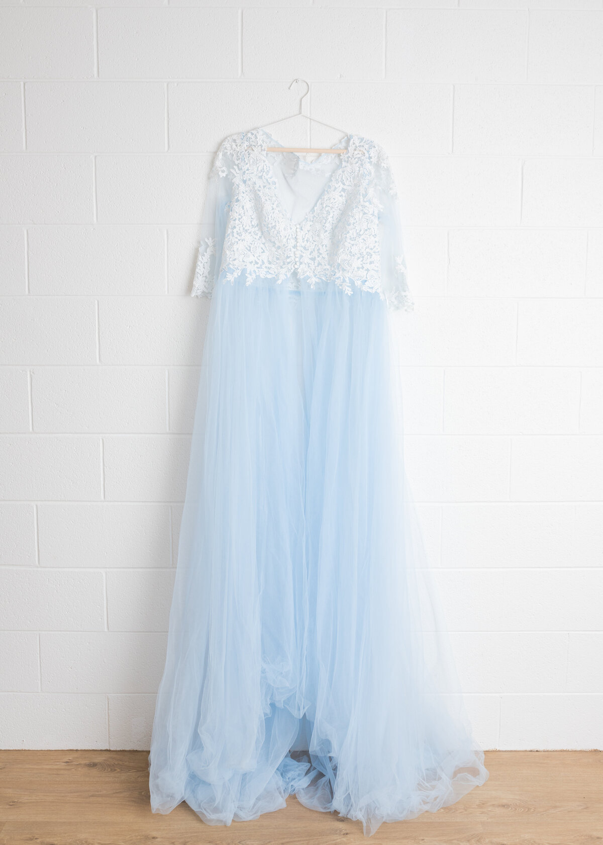 Lace Bodice | Blue Tulle | Semi Sheer maternity dress, available in Lauren Vanier Photography's Client wardrobe.