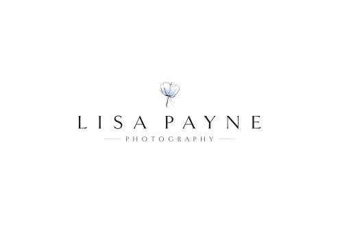 Lisa Payne Photography Primary Logo with Serif Type and Floral Illustrations