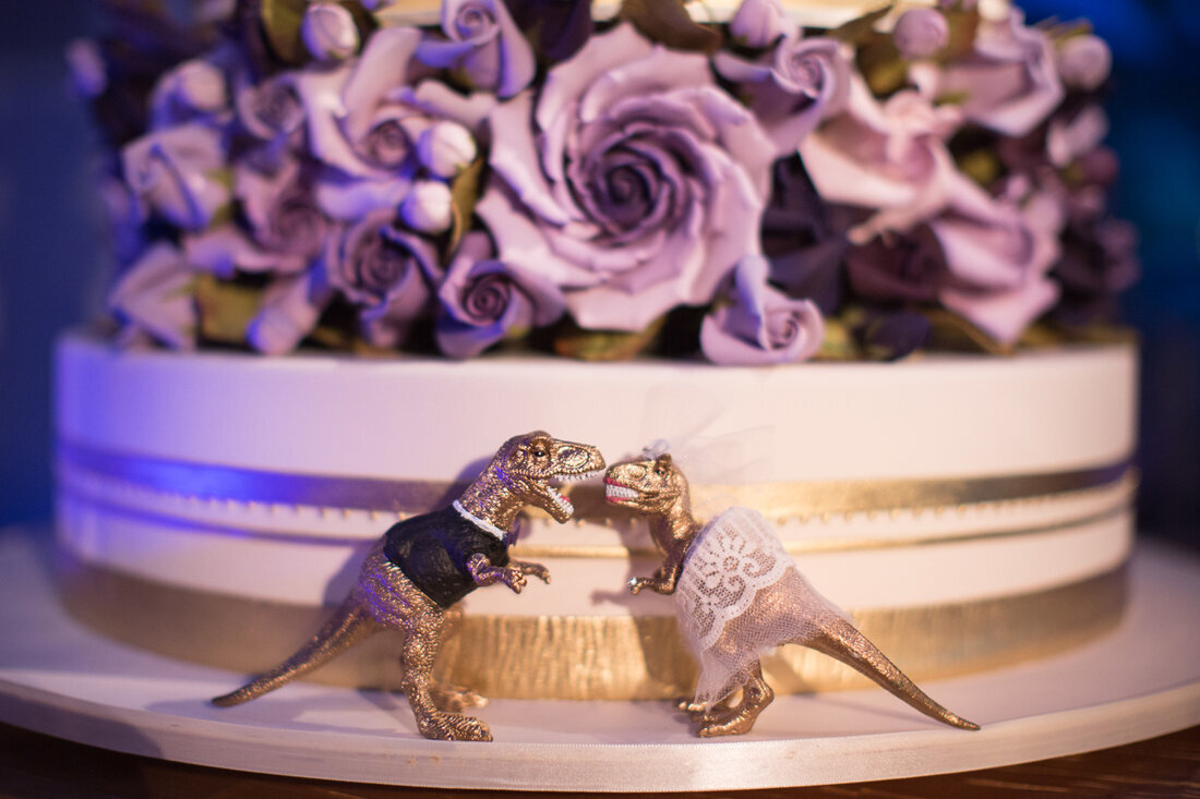NYC Dinosaur Wedding Cake Toppers